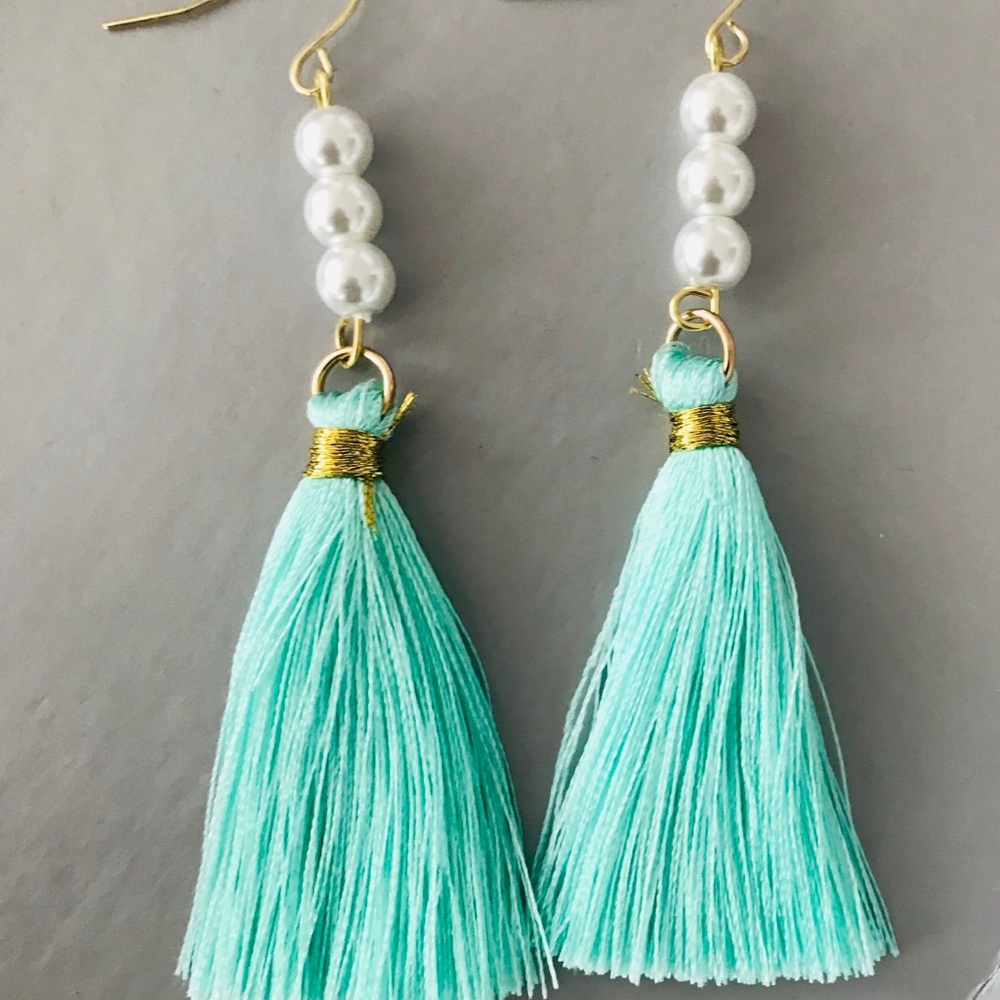 Mint green tassel Earrings